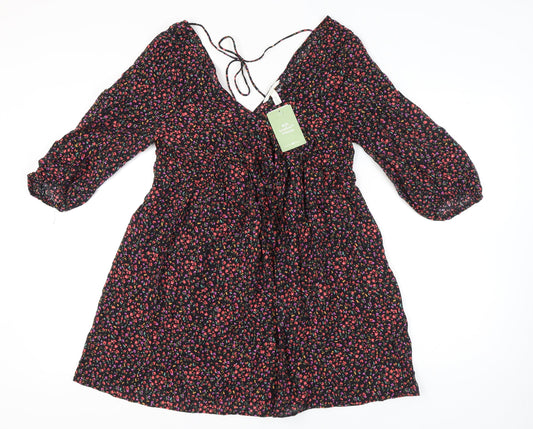 H&M Women's Floral A-Line Dress, Multicoloured, Size S