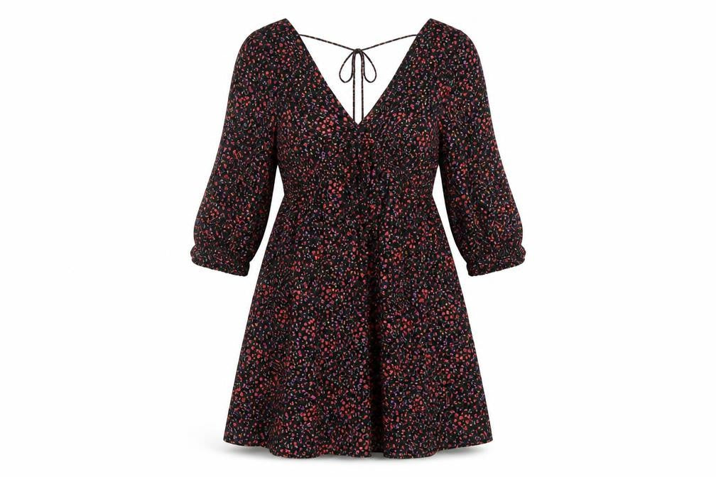 Front view of H&M Women's Floral A-Line Dress, Multicoloured, size S