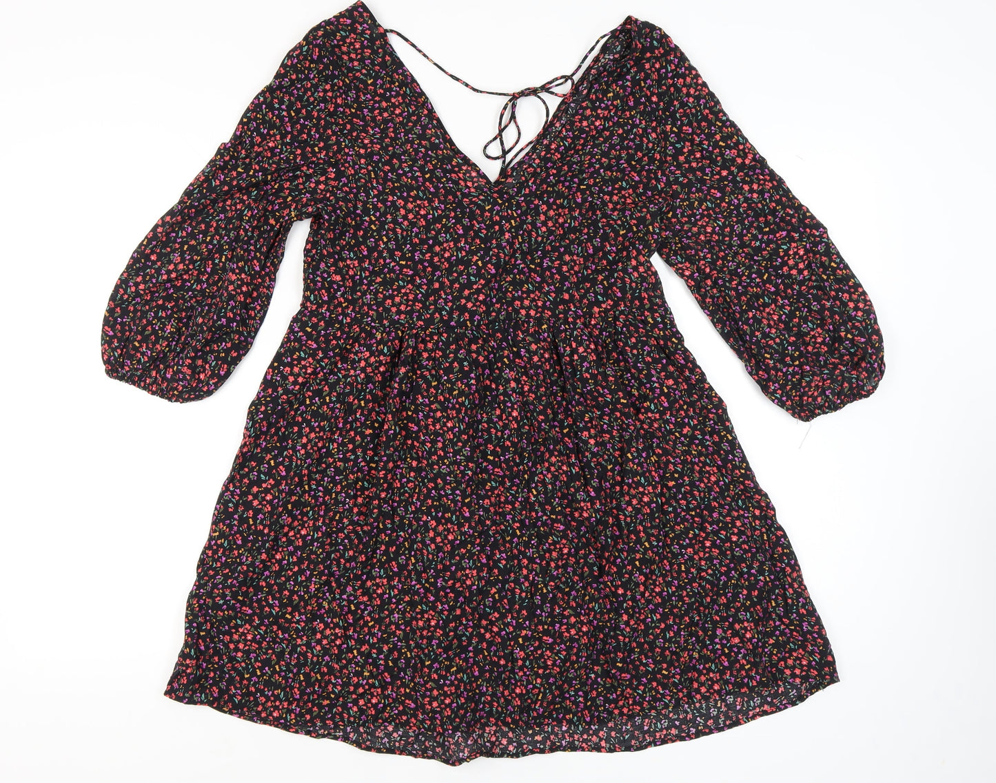 H&M Women's Floral A-Line Dress, Multicoloured, Size S