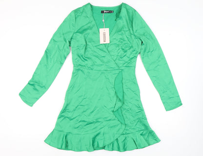 Missguided Women's Green Wrap Dress Size 8