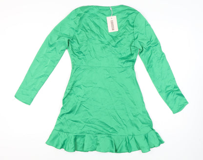 Missguided Women's Green Wrap Dress Size 8