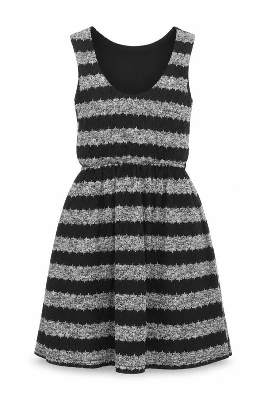 Front view of Atmosphere Women's Black Striped Skater Dress, size 10
