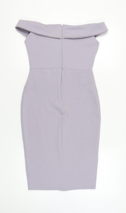 Missguided Women's Grey Off Shoulder Midi Pencil Dress