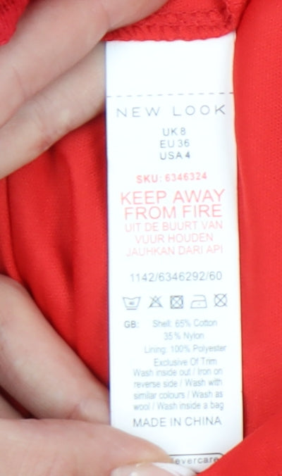 New Look Women's Red Lace Playsuit - Size 8