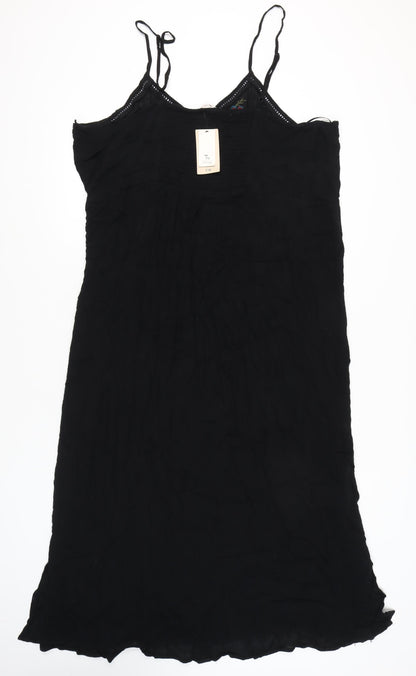 Tu Women's Black Embroidered Viscose Slip Dress XL