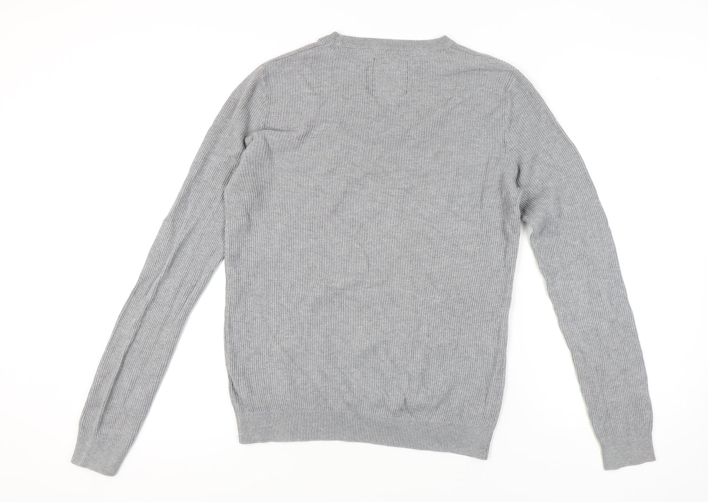 Threadbare Men's Grey Striped Pullover Jumper, Size S