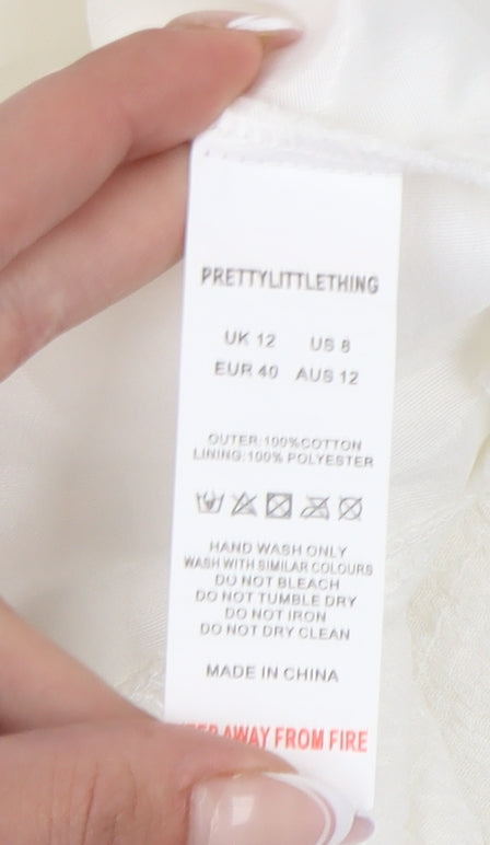 PrettyLittleThing Women’s White Bodycon Dress Size 12