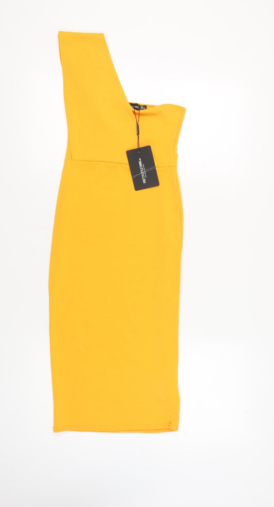 PrettyLittleThing Women's Yellow Bodycon Dress