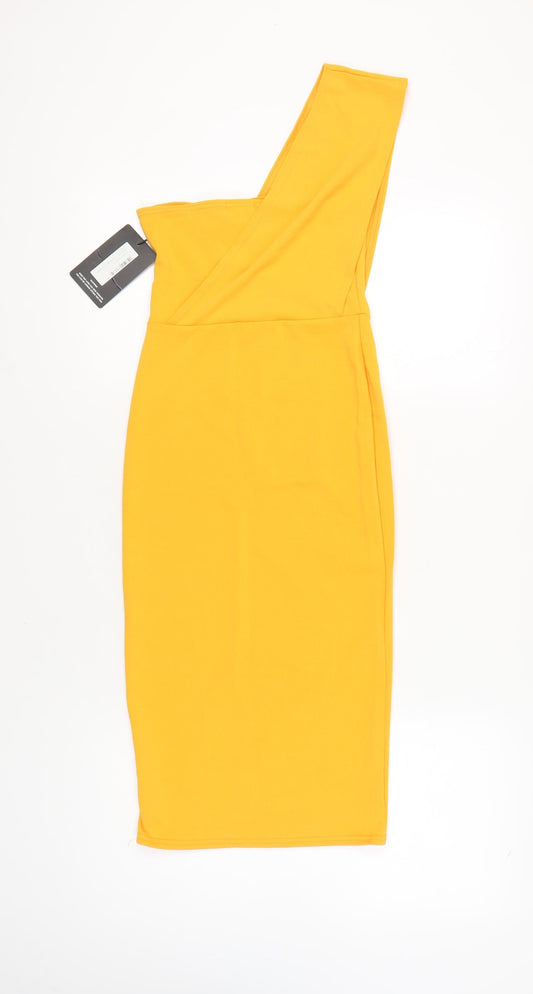 PrettyLittleThing Women's Yellow Bodycon Dress