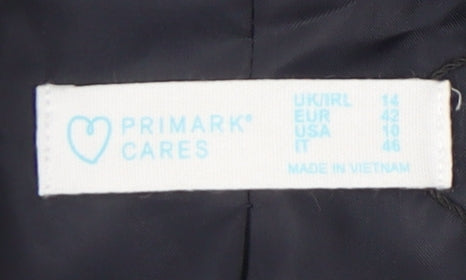 Primark Women's Blue Double-Breasted Blazer Size 14