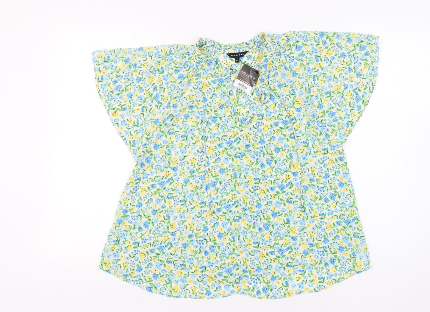 Womens UK Size 12 Peacocks Multicoloured Basic Blouse