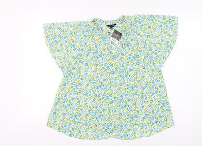 Womens UK Size 12 Peacocks Multicoloured Basic Blouse