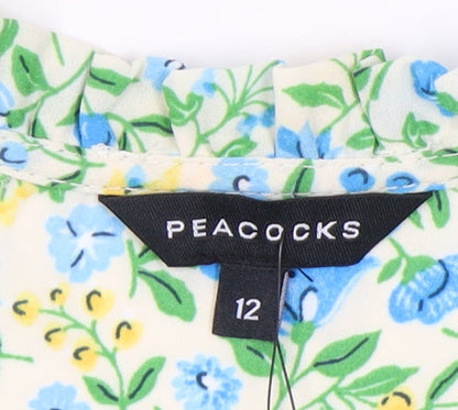 Womens UK Size 12 Peacocks Multicoloured Basic Blouse