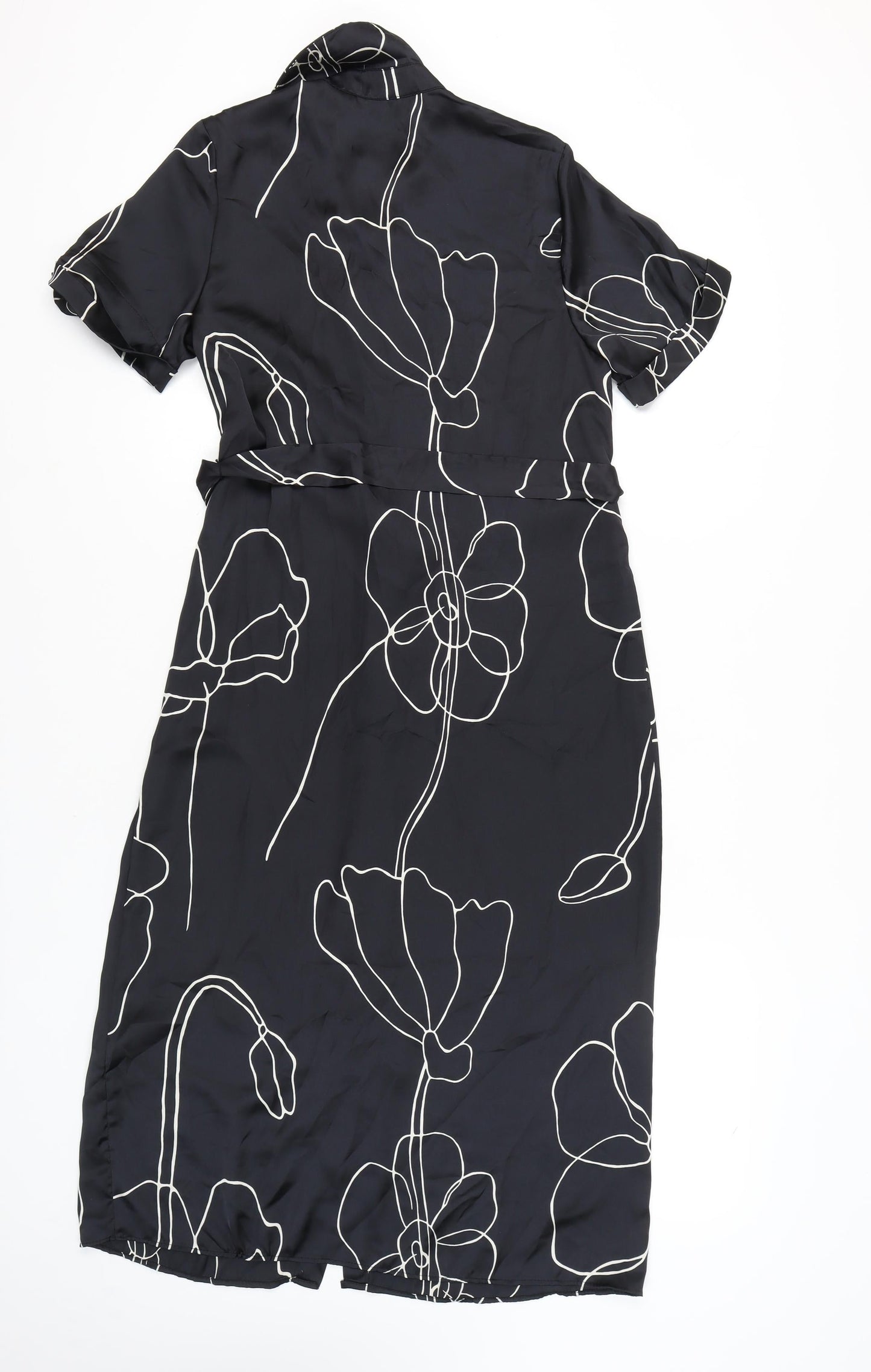 Primark Women's Black Floral Midi Shirt Dress