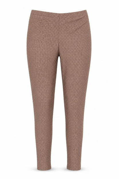 Front view of PRETTYLITTLETHING Women's Brown Geometric Leggings, size 10