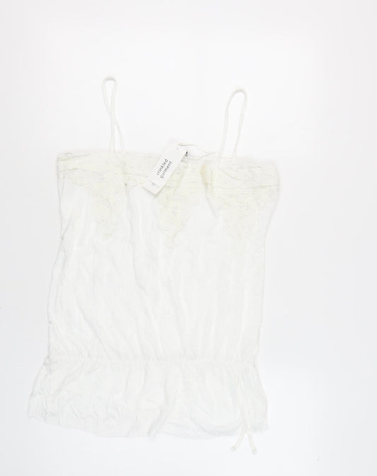 New Look Women's White Camisole, Size 16, Lace Accent