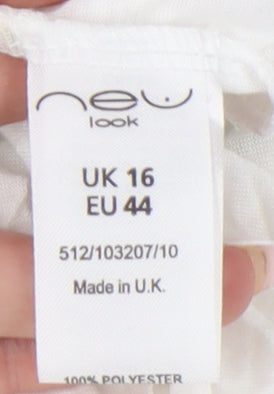 New Look Women's White Camisole, Size 16, Lace Accent