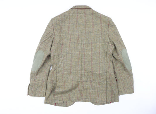 Barbour Men's Brown Wool Blazer Plaid 42R, Casual Classic