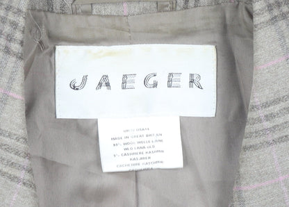 Jaeger Women's Grey Plaid Wool Blazer Size 16