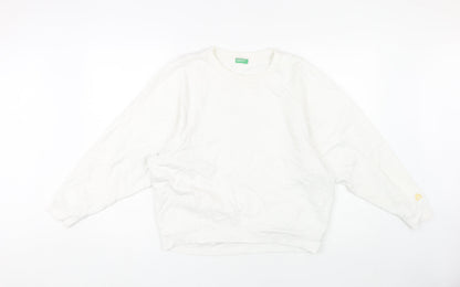 Womens UK Size 8 United Colors of Benetton White Pullover Sweatshirt