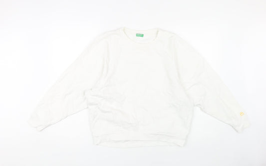 Womens UK Size 8 United Colors of Benetton White Pullover Sweatshirt