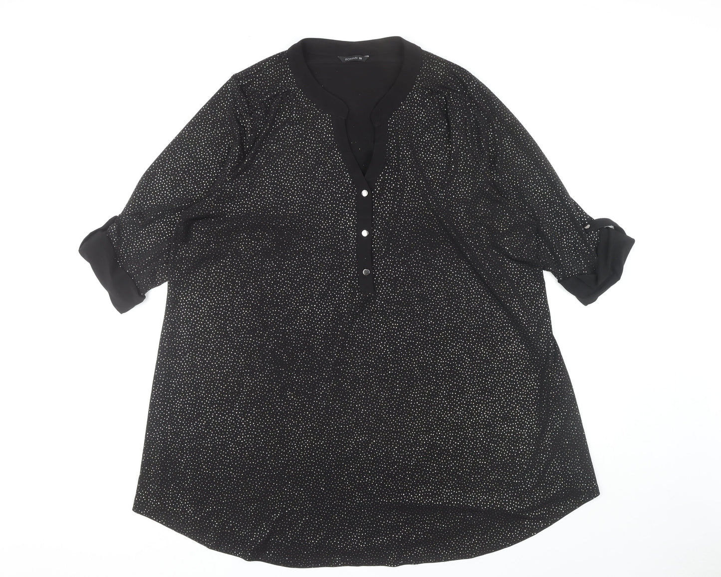 Womens UK Size 20 Roman Black Basic Blouse