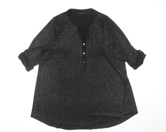 Womens UK Size 20 Roman Black Basic Blouse