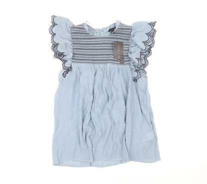 New Look Women's Blue Flutter Sleeve Top UK 8