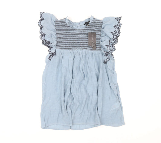 New Look Women's Blue Flutter Sleeve Top UK 8