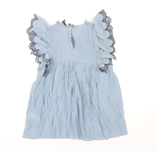 New Look Women's Blue Flutter Sleeve Top UK 8