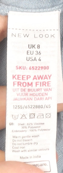 New Look Women's Blue Flutter Sleeve Top UK 8