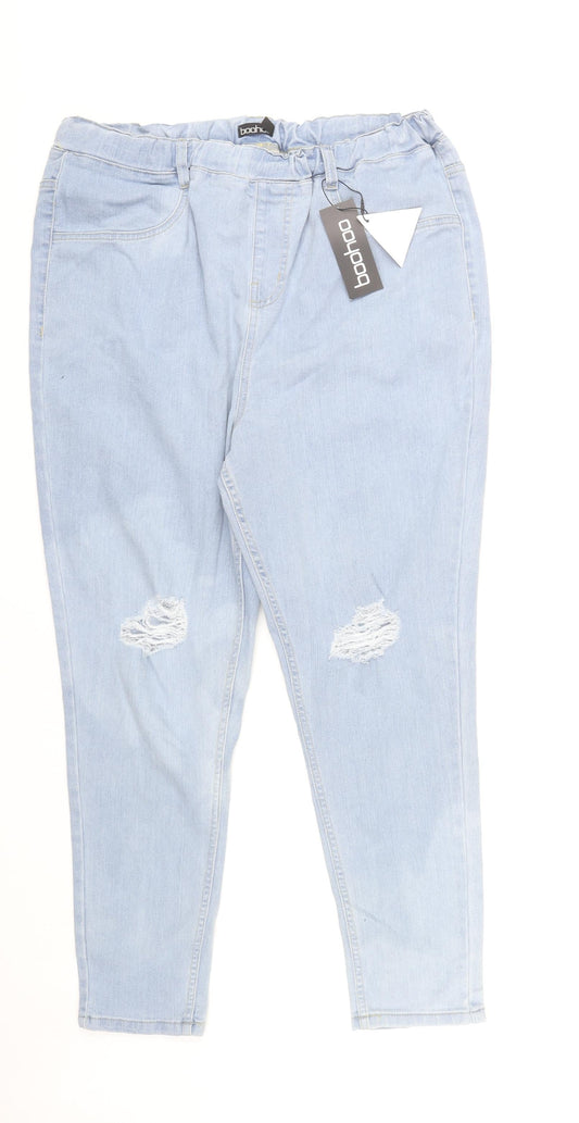 Boohoo Women's Blue Distressed Jeans Size 20