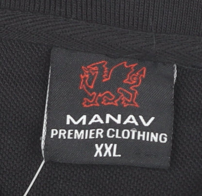 MANAV Men's Black Polo Shirt 2XL Short Sleeve Casual