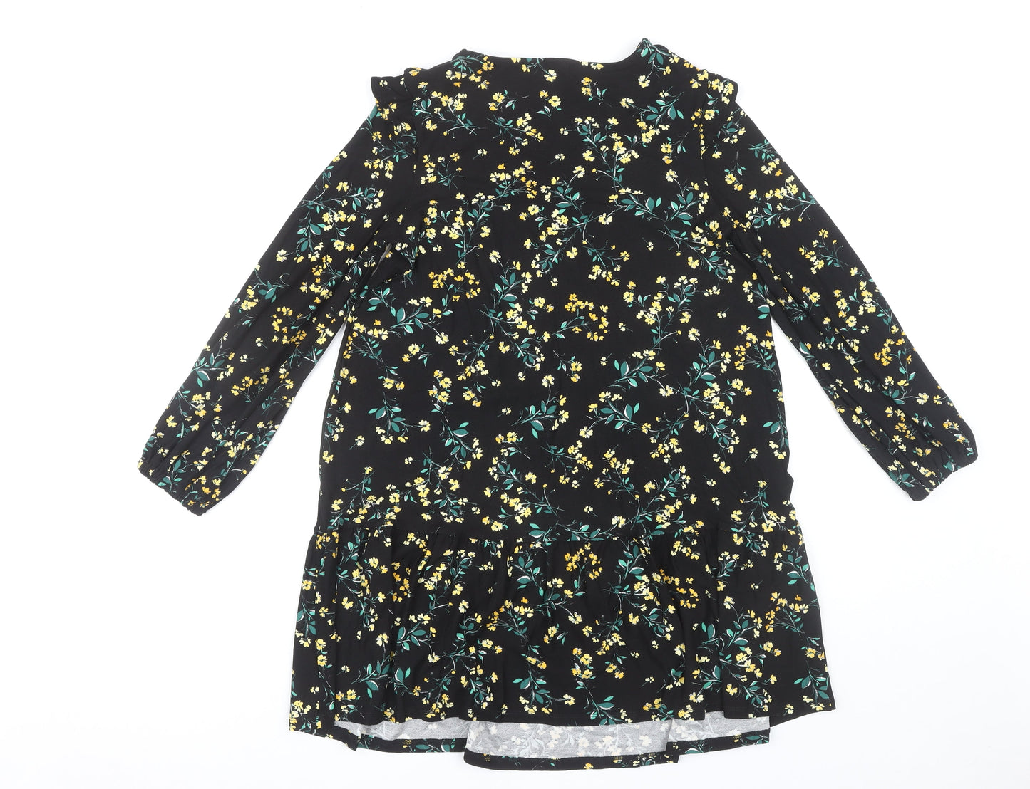 F&F Womens Black Floral Long Sleeve Dress Size 10