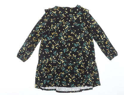 F&F Womens Black Floral Long Sleeve Dress Size 10