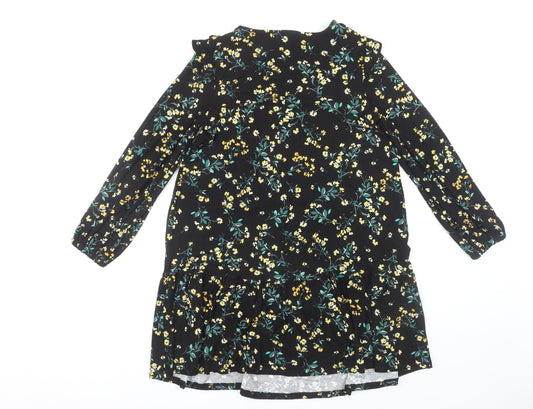 F&F Womens Black Floral Long Sleeve Dress Size 10