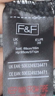 F&F Womens Black Floral Long Sleeve Dress Size 10