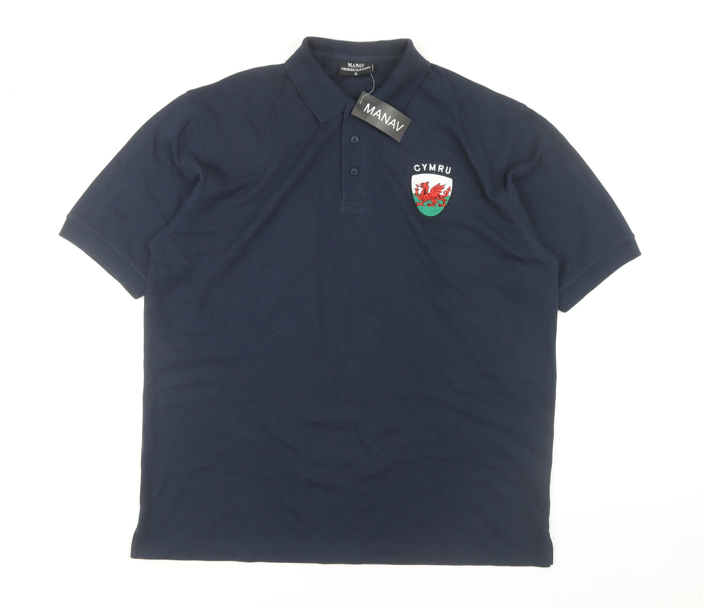 MANAV Men's Blue XL Polo Shirt Short Sleeve