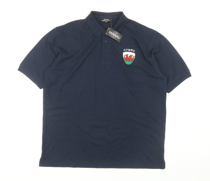 MANAV Men's Blue XL Polo Shirt Short Sleeve