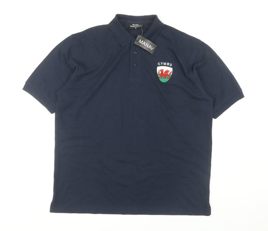 MANAV Men's Blue XL Polo Shirt Short Sleeve