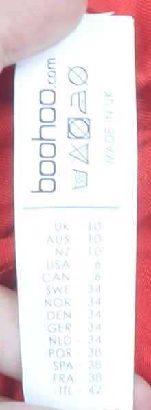 Boohoo Women's Orange Off Shoulder Dress, Size 10