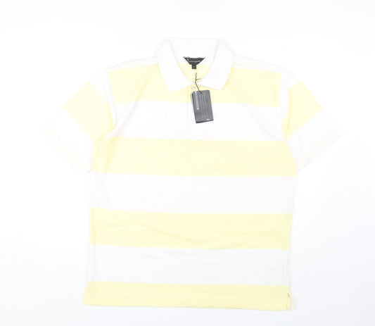 Cutting Edge Men's Yellow Striped Polo, Size L