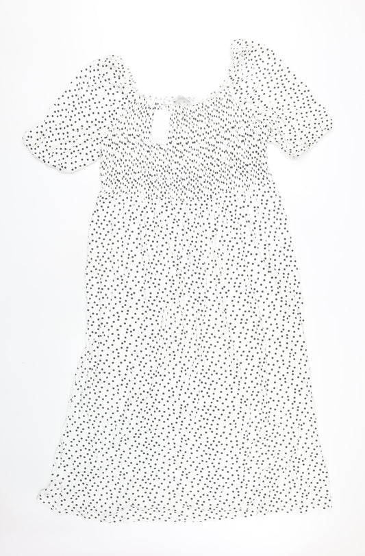 Papaya Women's White Polka Dot Smocked Dress Size 18
