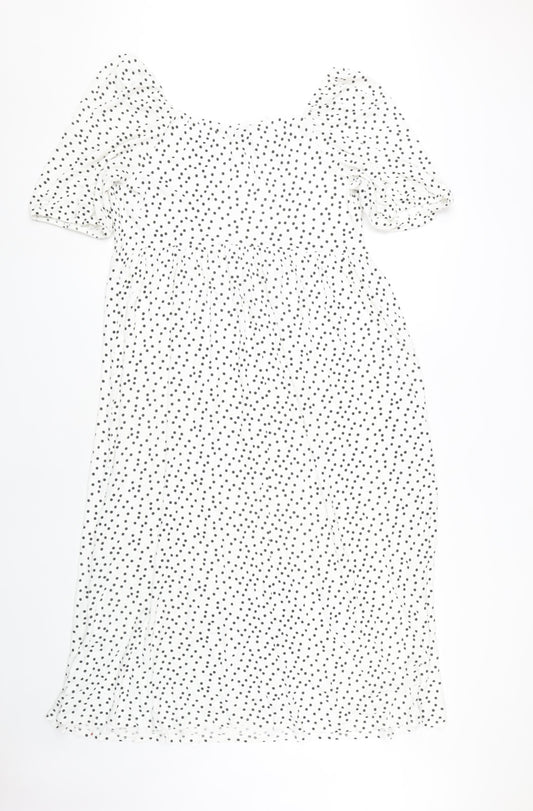Papaya Women's White Polka Dot Smocked Dress Size 18