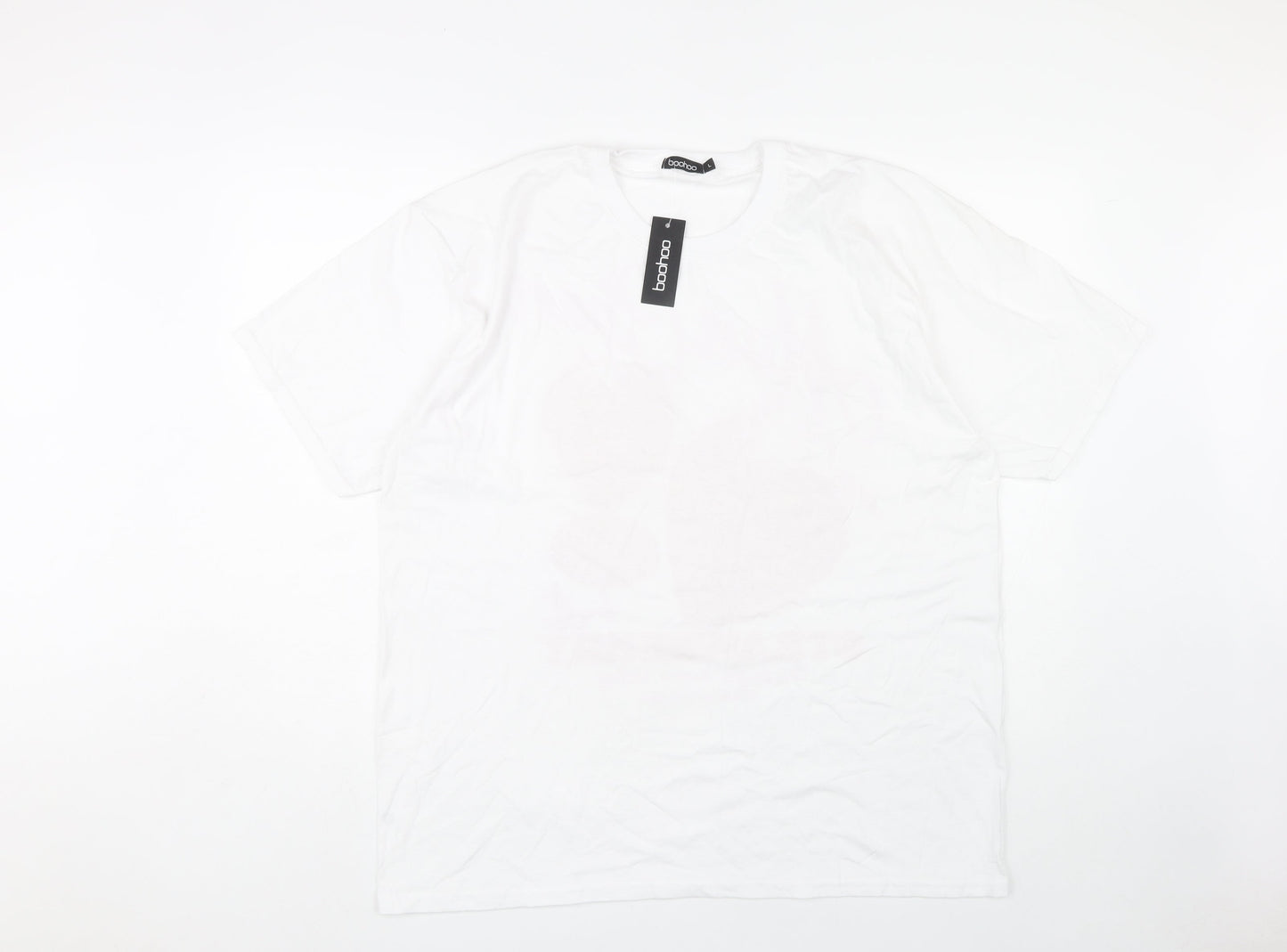 Boohoo Women's White T-Shirt L Casual Crew Neck