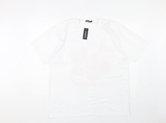 Boohoo Women's White T-Shirt L Casual Crew Neck