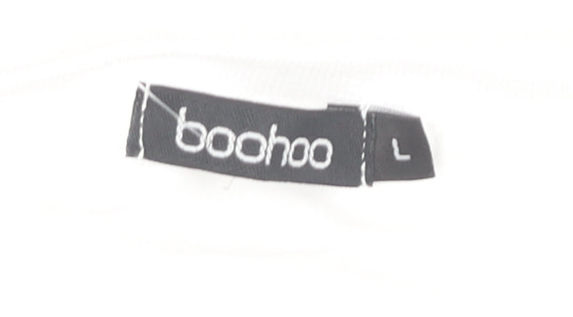 Boohoo Women's White T-Shirt L Casual Crew Neck