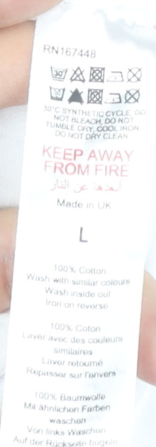 Boohoo Women's White T-Shirt L Casual Crew Neck