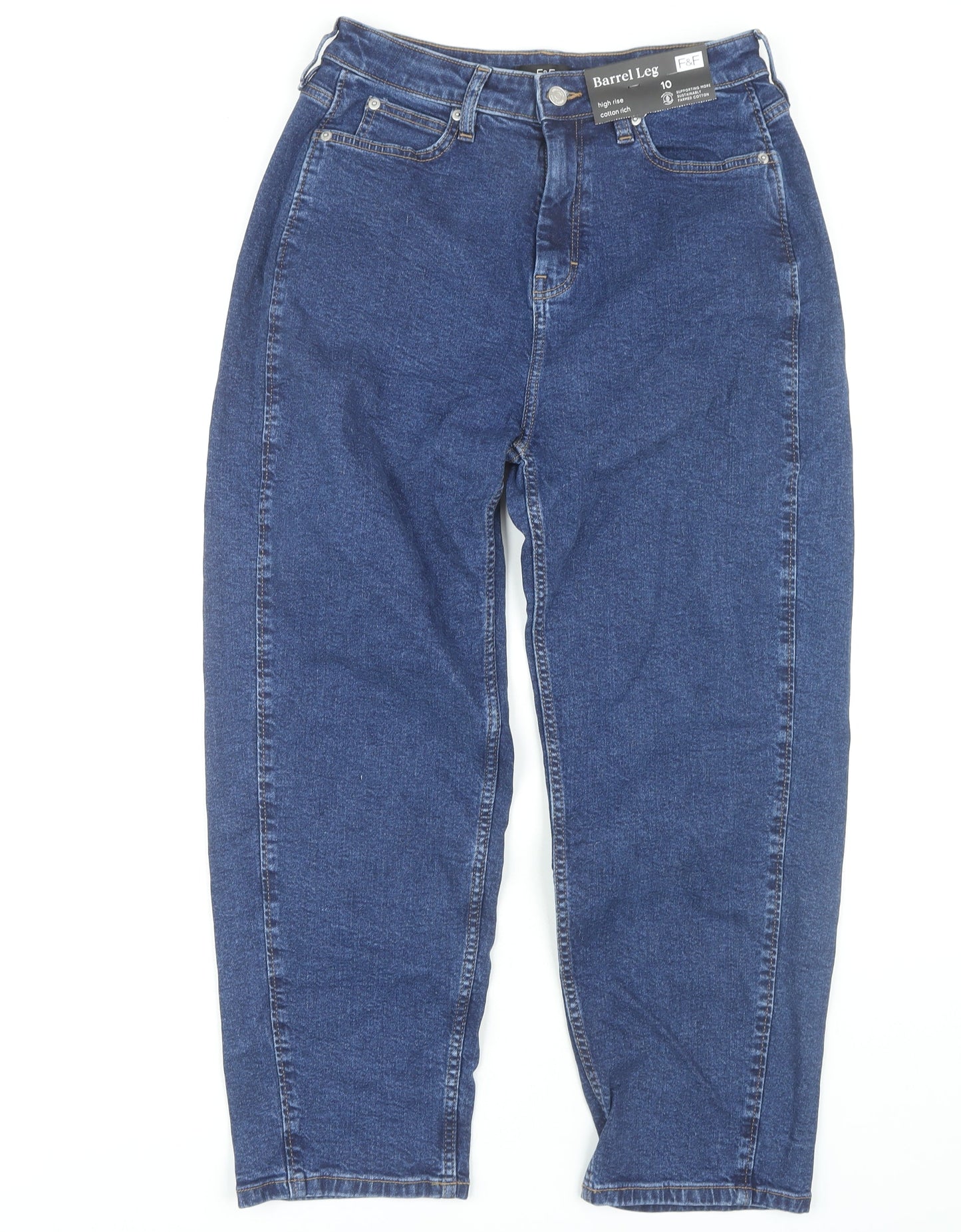 F&F Women's Blue High Rise Jeans, Size 10