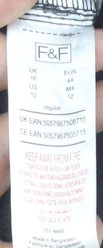 F&F Women's Black Skinny Jeans, Size 16, Regular Fit